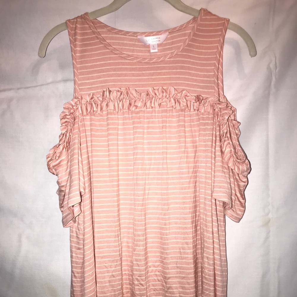 LC Lauren Conrad Ruffled Cold-Shoulder Tunic Top